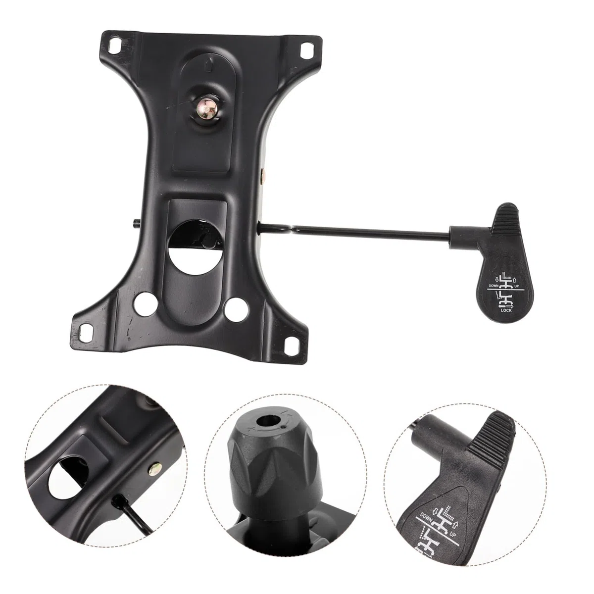 ABOOFAN Placa Giratoria de Repuesto para Silla de Oficina Negra Mecanismo Seguro y Tamaño, Base Metálica Plástico para Sillas Giratorias Escritorio