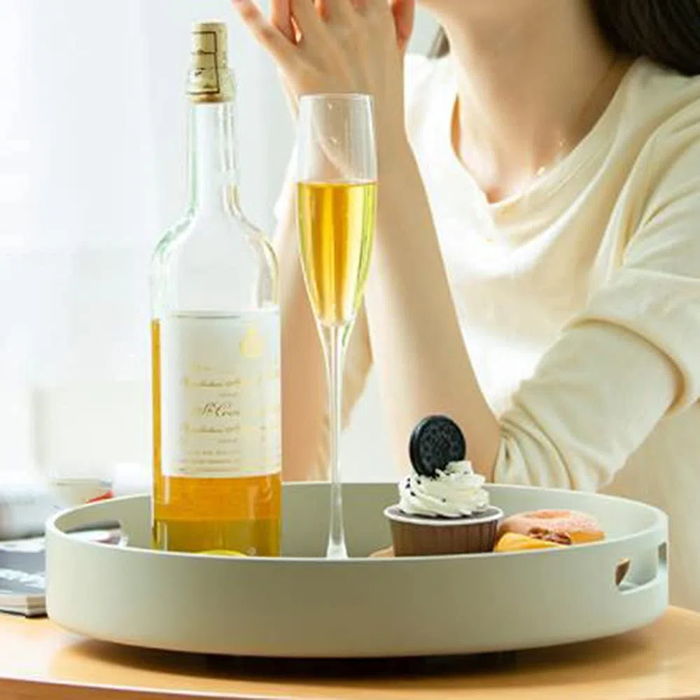 Organizador de Especias Lazy Susan Plato Giratorio con asa Bandeja de Almacenamiento giratoria de 360 ​​° para Cocina Organizador de condimentos Nevera Bambú Blanco/Marrón/Verde