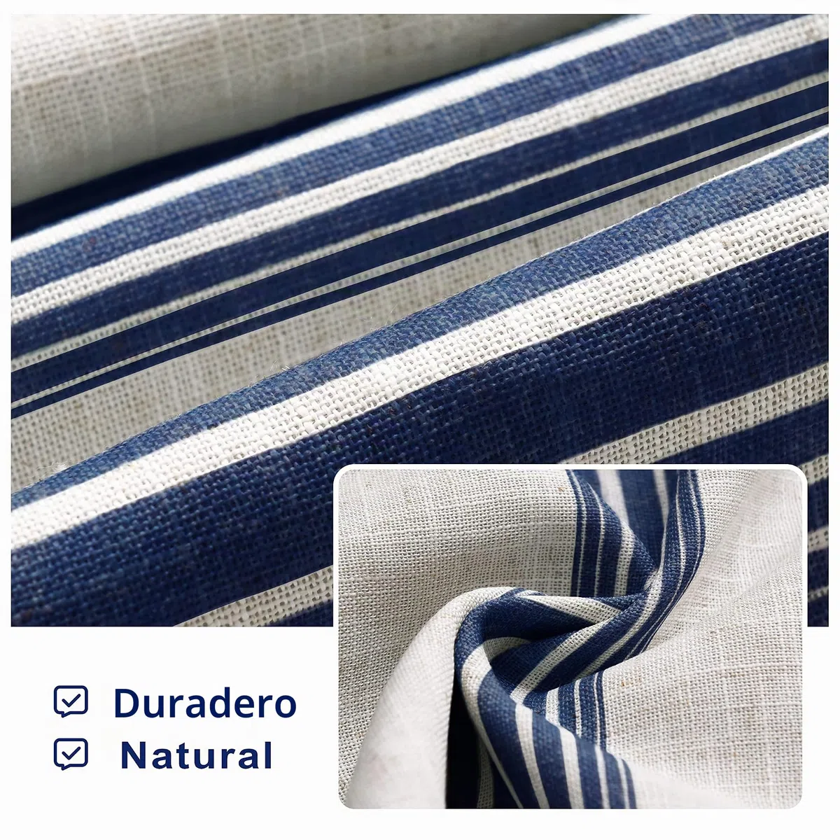 DriftAway Chris - Cortinas Opacas con Forro de Mezcla de Lino con patrón de Rayas Verticales, Aislamiento térmico y oscurecimiento de la habitación, Cortinas de Lino con Ojales para casa de Campo, 2