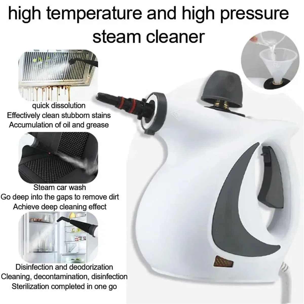 Limpiador de Vapor Portátil a Mano,Calentamiento Rápido, Potente y Seguro | Limpiador a Vapor Portátil para Juntas, Suelos, Tapicería, Coches, Ventanas | Para Coches, Cocina, Muebles, Ventanas, Sucied