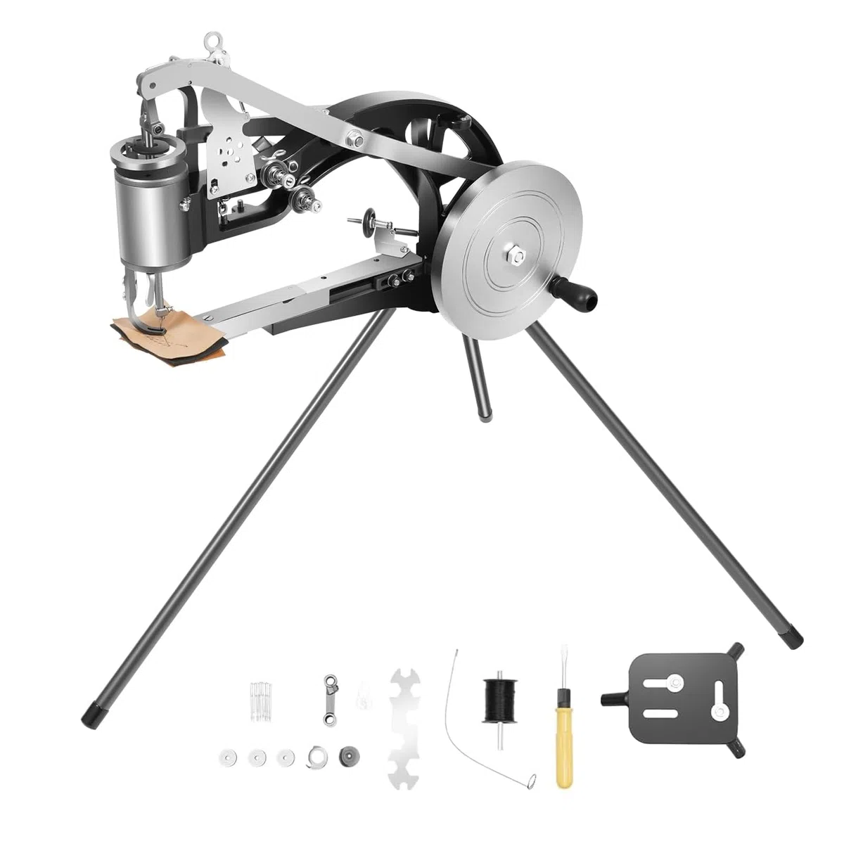 Máquina de coser manual de cuero, máquina de zapatos, máquina de coser de cuero, máquina de coser a mano Cobbler, máquina de reparación de zapatos 360° dirección ajustable