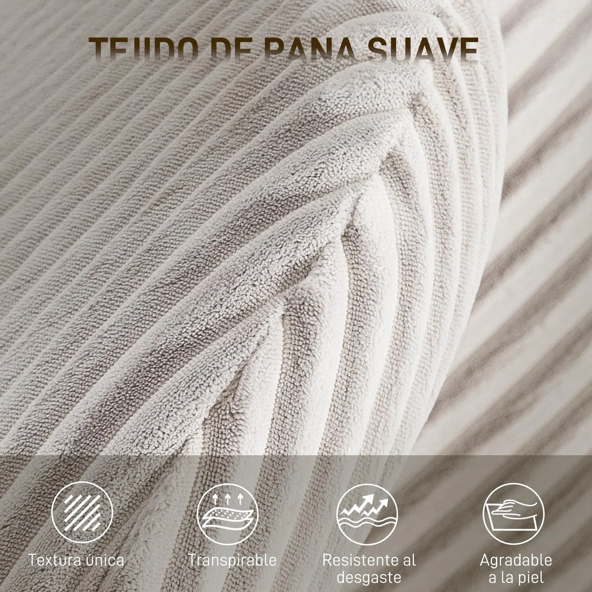 HOMCOM Silla de Oficina Piernas Cruzadas Reposabrazos Respaldo Alto Gris | Silla de Escritorio, Reposacabezas Regulable, Ruedas, Altura Ajustable, Giratoria, Función Basculante, Tapizada en Pana