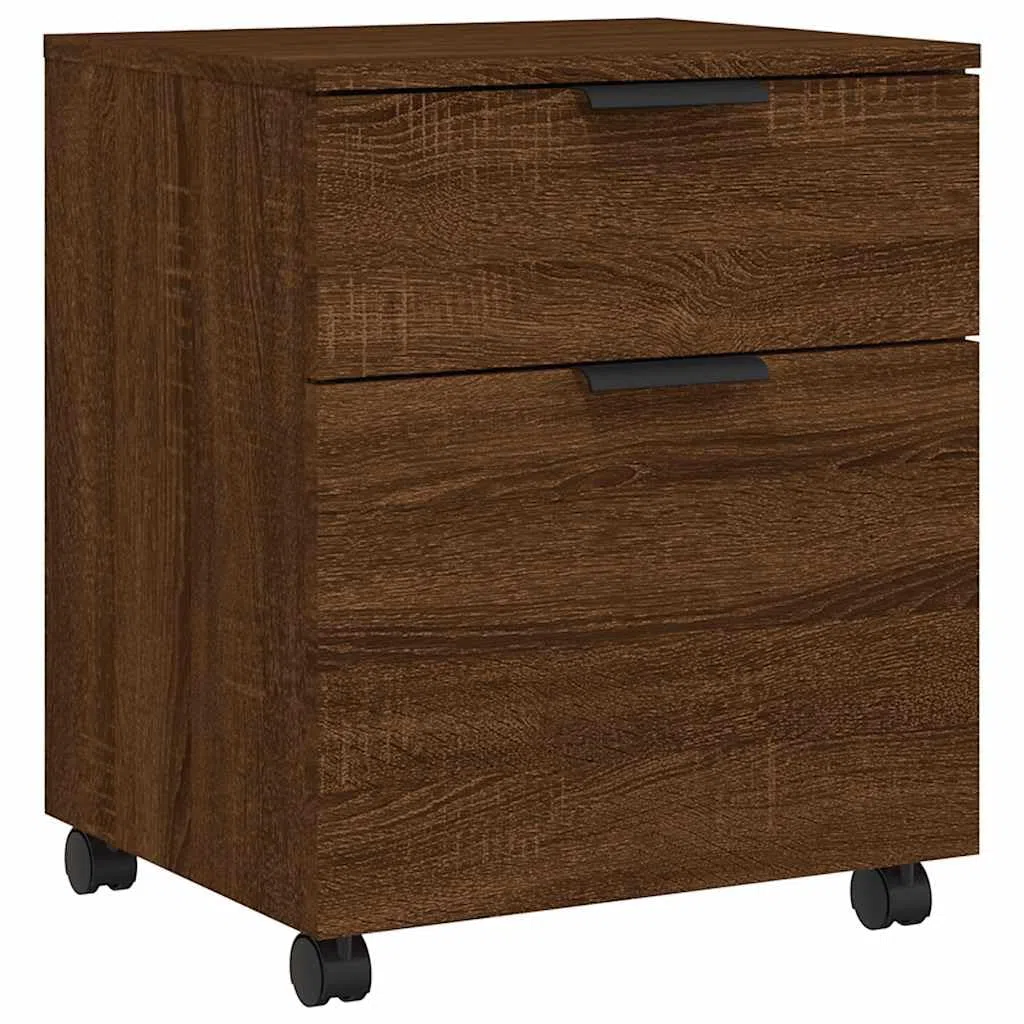 vidaXL Archivador Ruedas Escritorio Oficina Mueble Armario Móvil Almacenamiento Documentos Cajones Casa Madera Contrachapada Color Roble