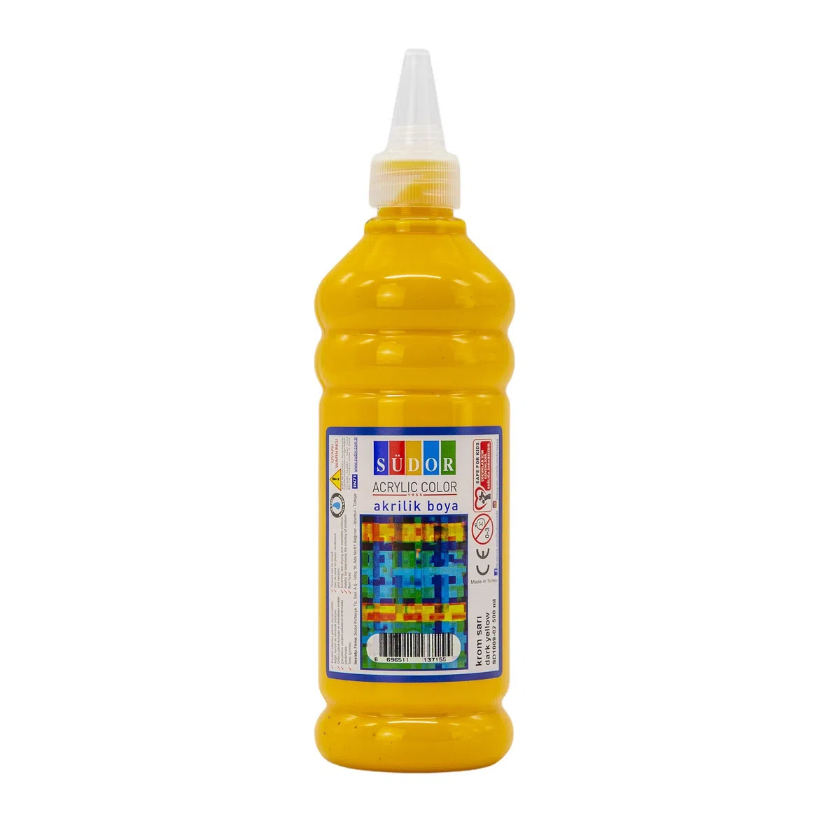 PINTURA ACRÍLICA 500 ml - Pintura altamente pigmentada. Pintura de artista opaca para madera, piedra, lienzo, papel, tela, cuero, metal, colada. pintura para todo uso (amarillo)
