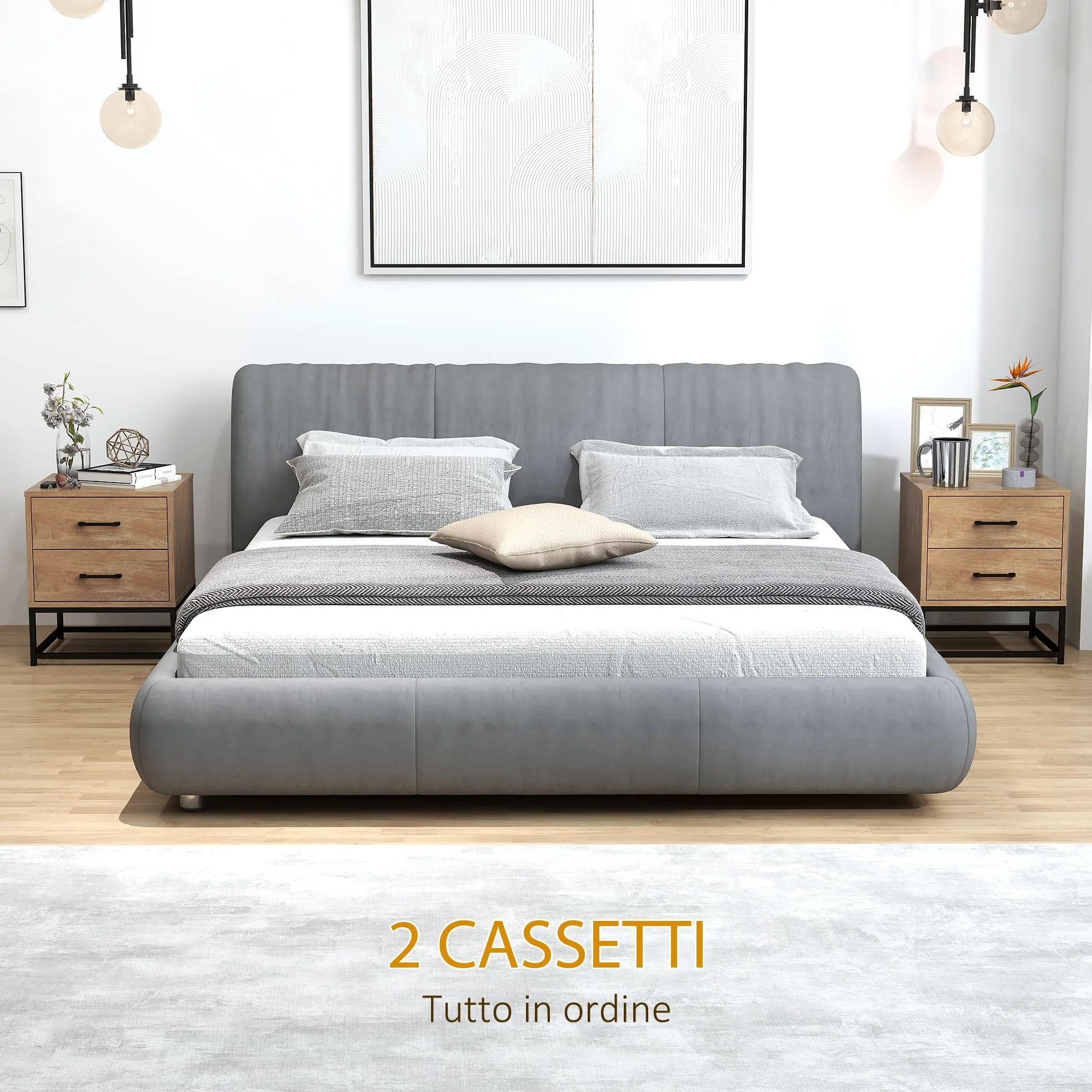 HOMCOM Juego de 2 Mesillas de Noche con 2 Cajones, Pareja de Mesillas de Noche de Estilo Industrial en Madera y Acero, Mesillas Auxiliares para Sofá, Sala de Estar, Salón y Dormitorio, 40x39.5x48 cm, | Estilo industrial de madera y acero, mesas auxiliares