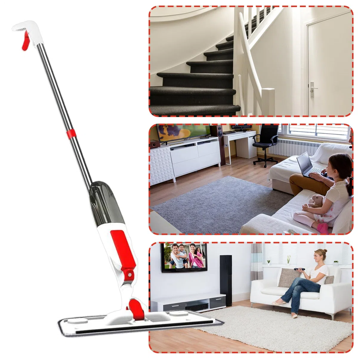 Mopa con Pulverizador Rotación de Alta precisión, con Amplia Cobertura y | Limpiador Multifuncional Para Suelos para Baño, Garaje, Salón, Apartamento y Dormitorio