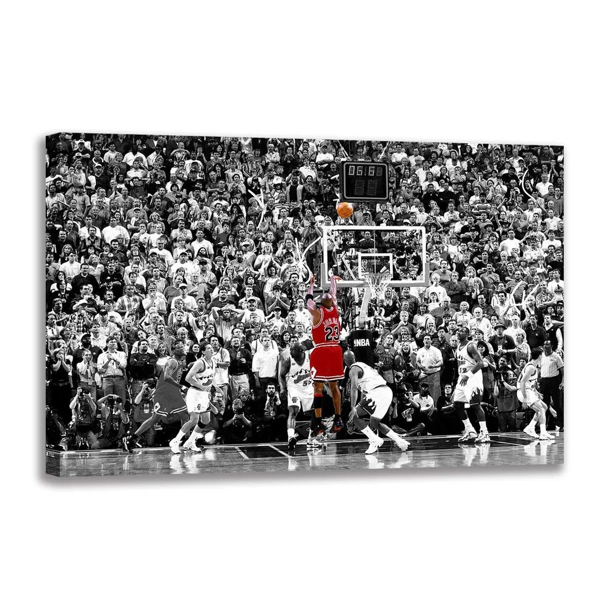 El último Disparo De Michael Jordan En 1996 Pintura De Lienzo De Arte De Pared Fan Impresión De Póster Cuadro De Pared Para La Decoración De La Sala De Estar (Art-3,50_x_70_cm(Con marco))