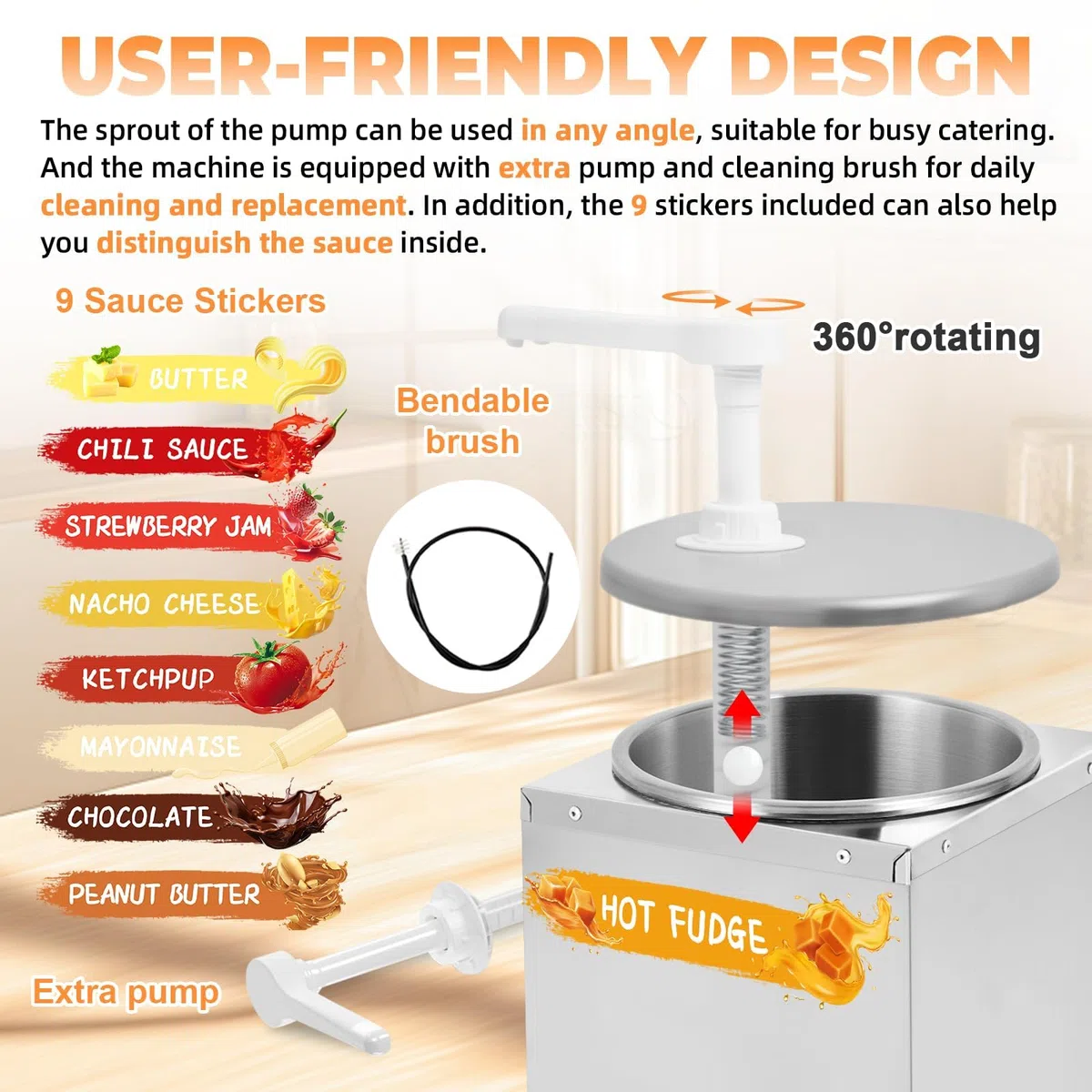 Nacho - Dispensador de queso calentador, calentador de salsa de 5 niveles con bombas duales, perfecto para dulce caliente, caramelo, nachos, fiestas, camiones de comida y eventos, tubo de acero