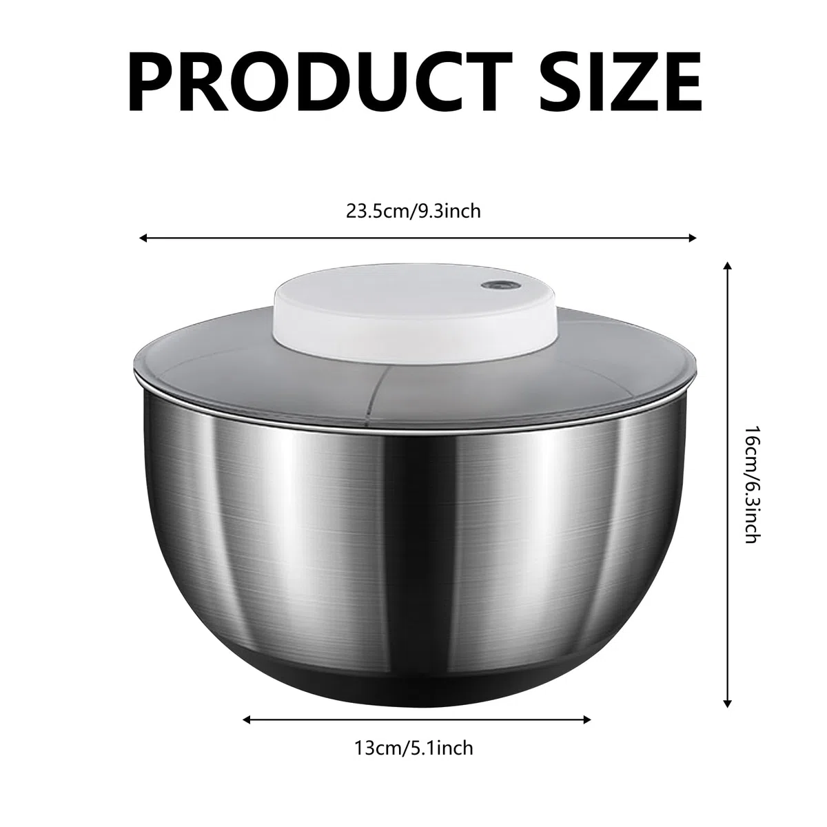 Ensalada Eléctrica, Secadora de Frutas y Verduras, Ensalada Automática Grande de 4,8 L de Acero Inoxidable, Ensalada Recargable por USB, Secadora para Ensalada de Frutas y Verduras