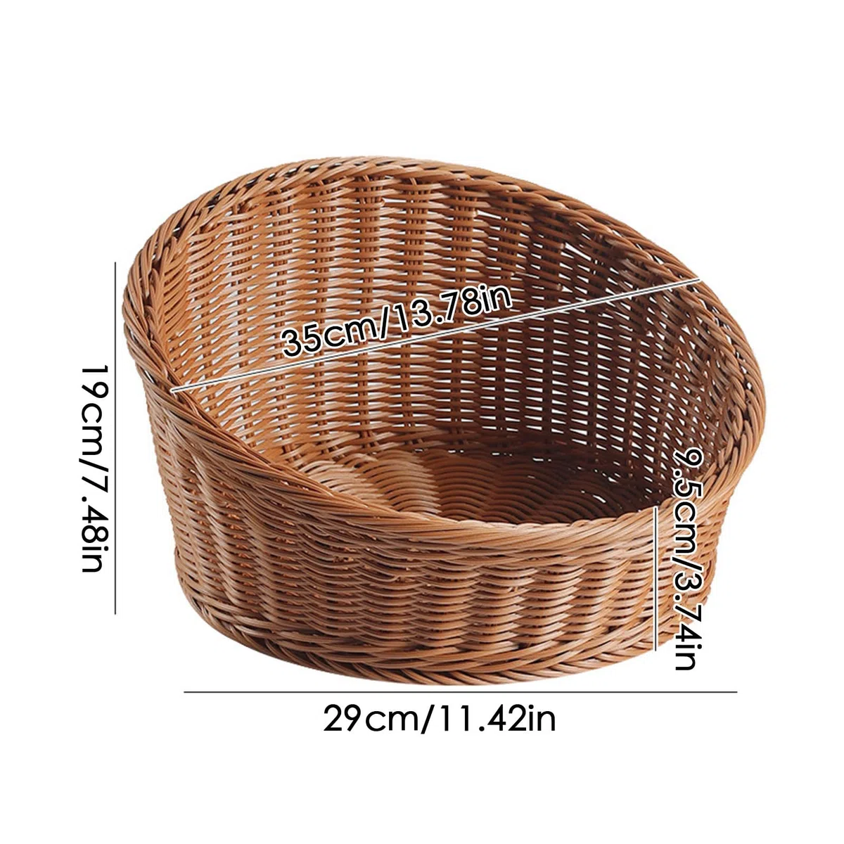 Cesta expositora para pan bandeja organizadora portafrutas imitación ratán | Cesta De Mimbre Para Servir Pan mesa mostrador verduras y pasteles restaurante picnic panadería
