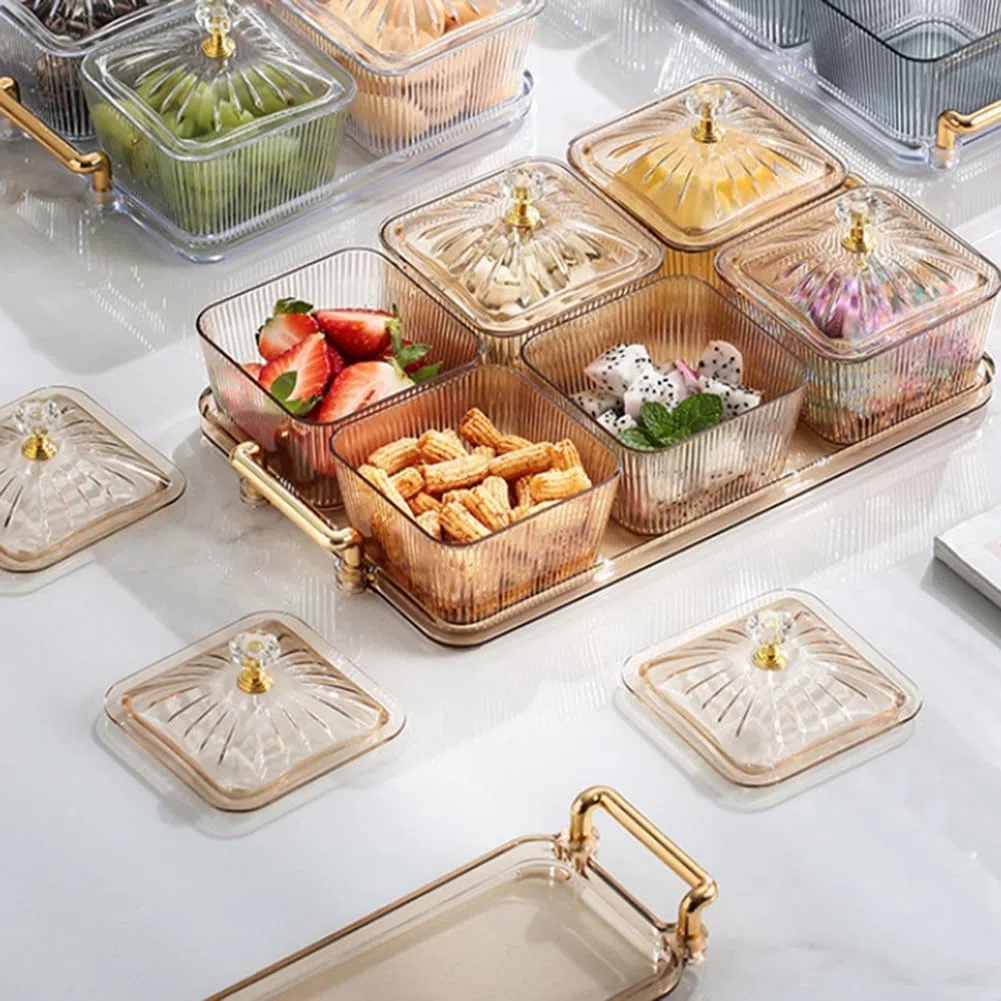 Pter para aperitivos y frutos secos de 6 compartimentos, bandeja versátil con cuencos para fiestas, entretenimiento y aperitivos saludables, ideal para reuniones