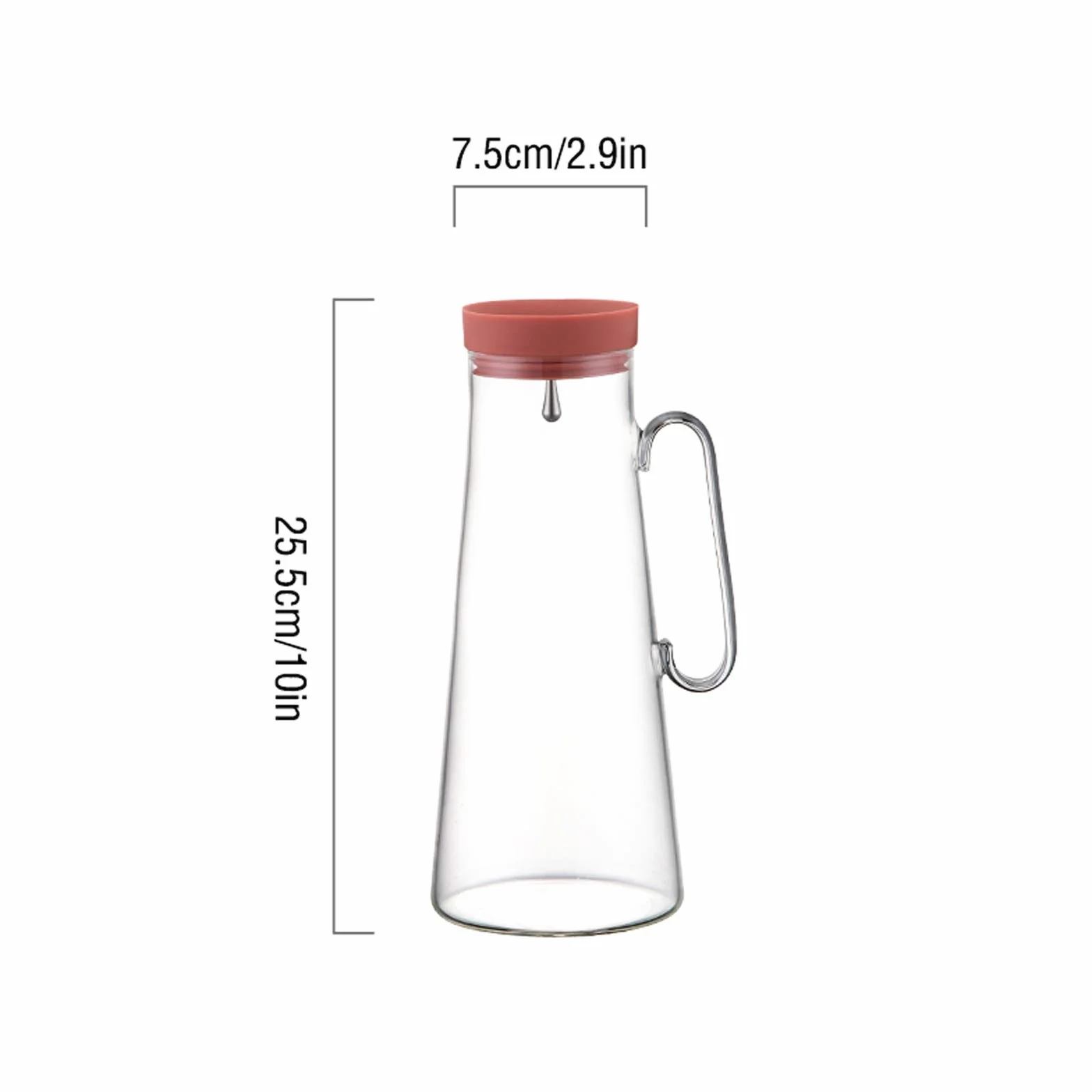Jarra Agua Fria Jarra de vidrio de gran capacidad con tapa de vidrio resistente al calor de la tapa de silicona Tapa ajustable del filtro de acero inoxidable práctico Tamaño ajustable Jarra Agua Detox