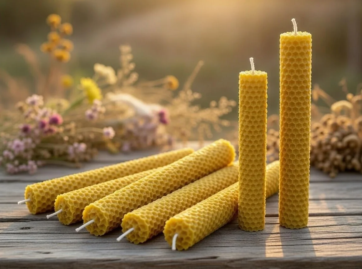 Velas de cera de abeja, velas de miel (velas 20 cm x 2,4 cm). SIN PARAFINA ecologicas,Hechas a mano Origen Sierra de Culebra ZAMORA (PACC 32 VELAS 20 cm x 2,4cm)