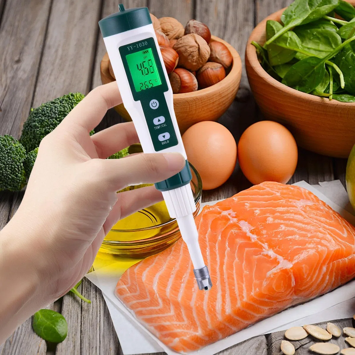 XIAOXIAOYU medidor de pH para Alimentos, probador de pH de Alimentos | medidor de pH con sonda de pH de Alta precisión,Monitor de pH portátil para Agua, Acuario, levadura, conservado, muestras
