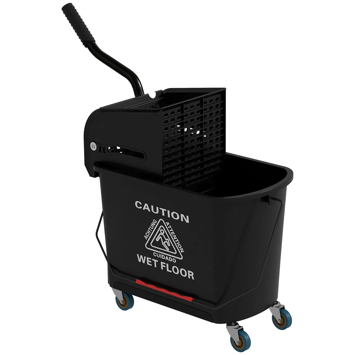 HOMCOM Cubo de Fregona con Ruedas Capacidad de 20 L Cubo de Fregar con Sistema de Escurridor Ruedas y Asa de Transporte para Doméstico y Comercial Negro