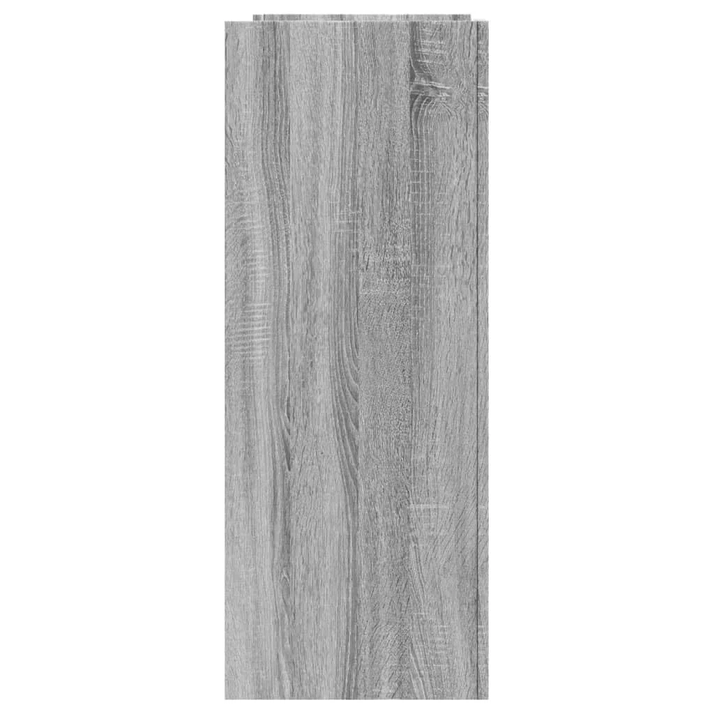 Mesa de consola clásica de madera gris Sonoma para el apartamento como mesa de pasillo con espacio de almacenamiento para fotos y plantas, dimensiones 100 x 35 x 90 cm