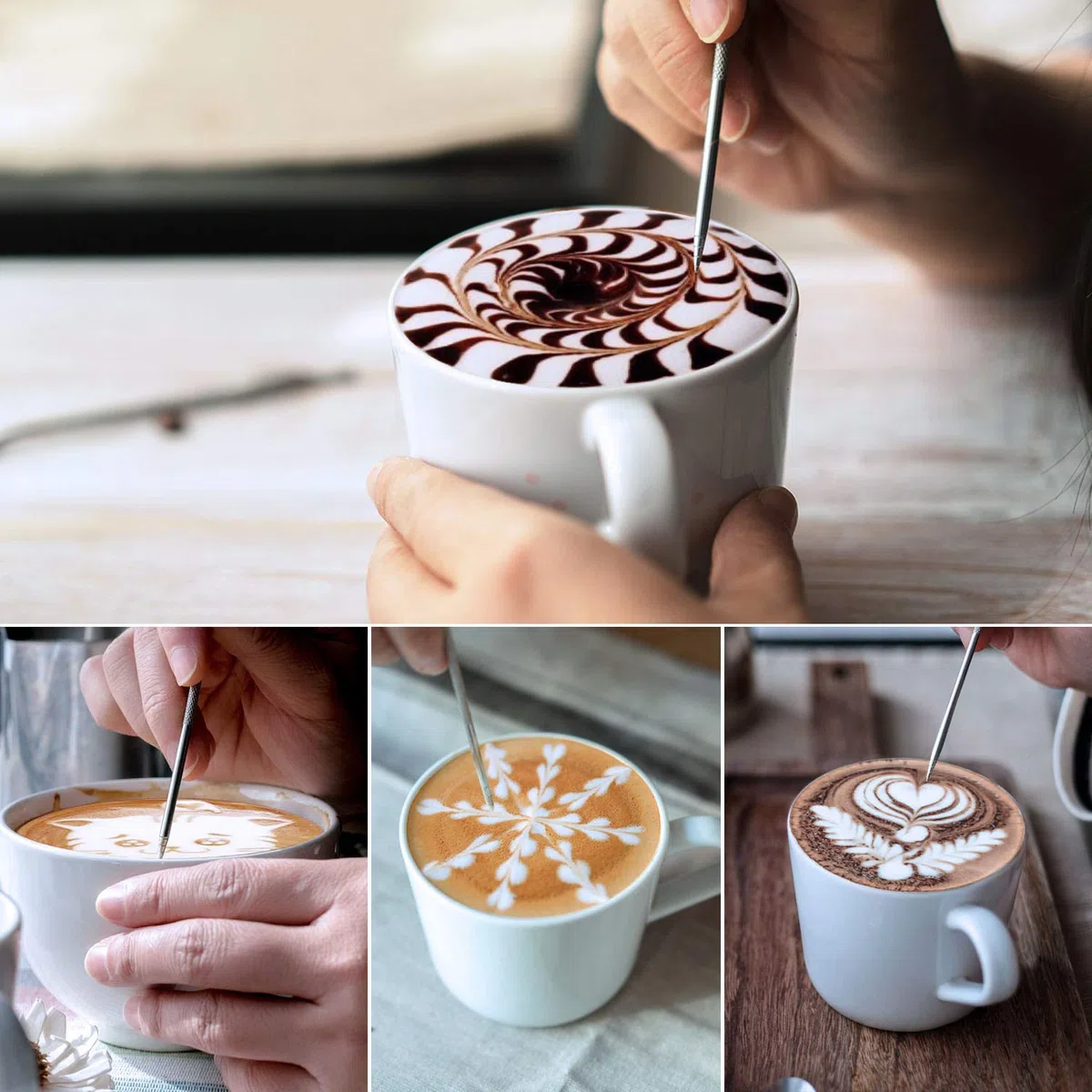 Jarra para espuma de leche de 350 ml, 600 ml, 900 ml, 1500 ml, 2000 ml, de acero inoxidable, para decoración barista de café con leche, capuchino - Jarra espumadora con lápiz para latte art