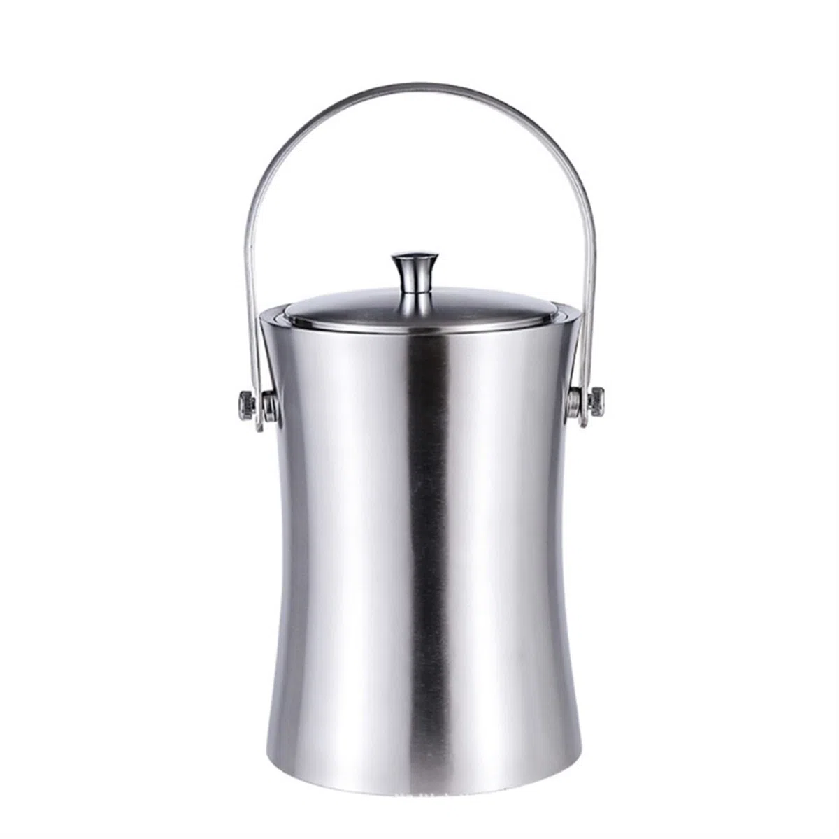 Cubo para Hielo Recipiente de Cubo de Hielo de Acero Inoxidable con Tapa y Pinzas champán Cooler Cooler Ice Cubo de Hielo Plateado de Doble Pared Cubo de Hielo Aislante (Color : 2.0L)