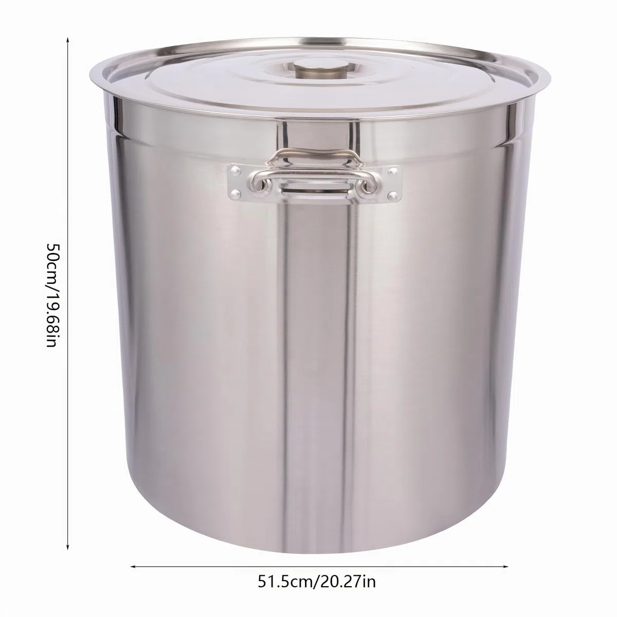 Olla de acero inoxidable 50/70/90L, sopera plateada con tapa, adecuada para cocinar, asar y mantener caliente en cocinas de gas y de inducción