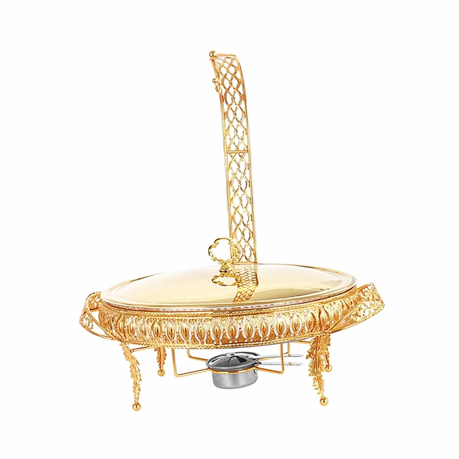 Bandeja Calentadora de Buffet Juego de Utensilios para Fondue Set de Chafing Dish Fuente Calienta Comida con Vidrio Y Acero Inoxidable Fácil de Limpia, 3L