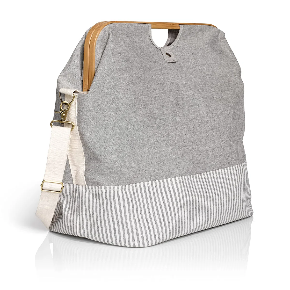 Prym 612561 Store & Travel Bag Canvas & Bamboo M Grey Bolsa de Viaje Lona y bambú, Gris, 45 x 30 x 50 cm