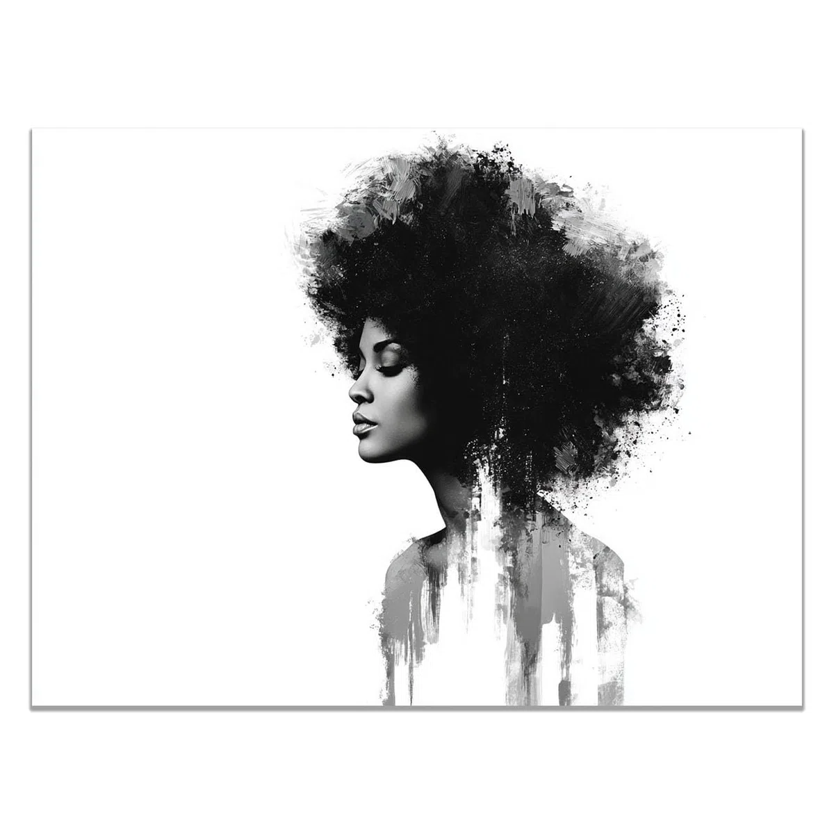 TODOAA Blanco Y Negro Abstracto Cuadros Pintura facial de chica negra Decoracion Salon Modernos, Salón Comedor Oficina Pintura Lienzos decorativos Cuadros-80x120cm Sin marco