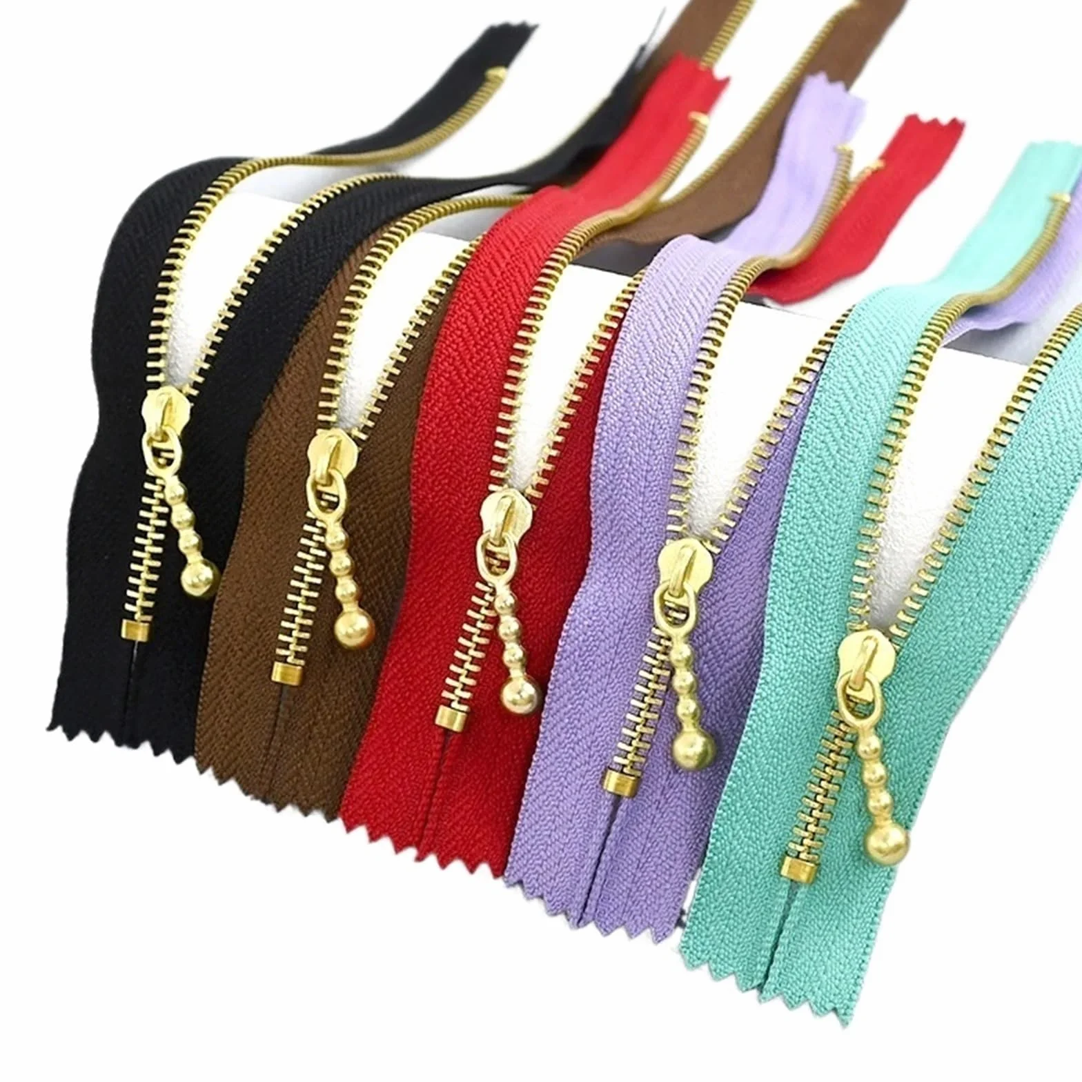 Cremallera de Metal for chaqueta, cremalleras con bloqueo automático, bolsillo reparación, cierre cremallera, Kit costura repuesto, 10/20 piezas, 12-40cm, 3#(CoffeeGold,20cm-20Pcs)