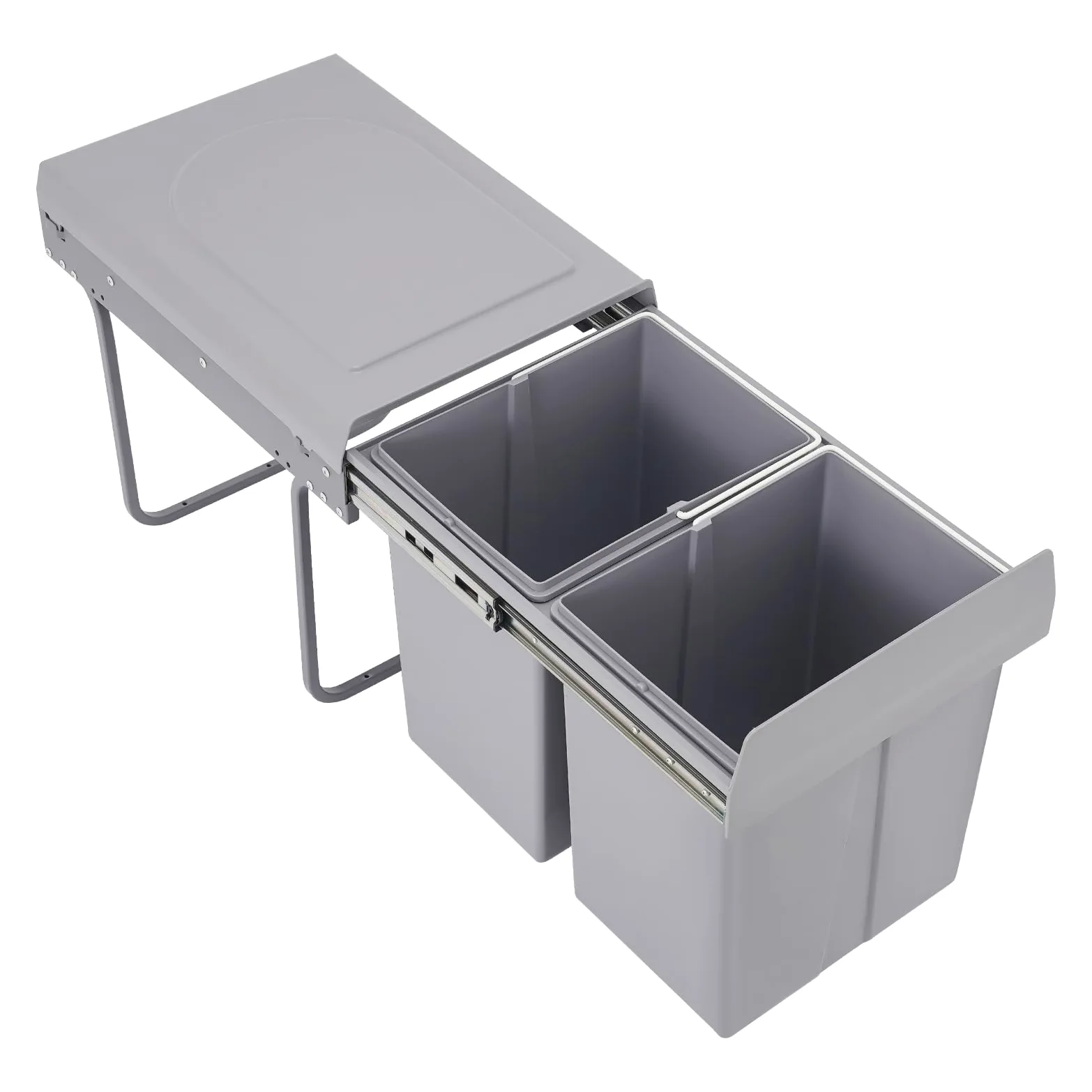 Cubo de basura de cocina de 40 L, extraíble, con 2 cubos, antideslizante, para hogares, restaurantes, cafeterías, oficinas, baños, cocinas, ahorradores de espacio debajo del armario