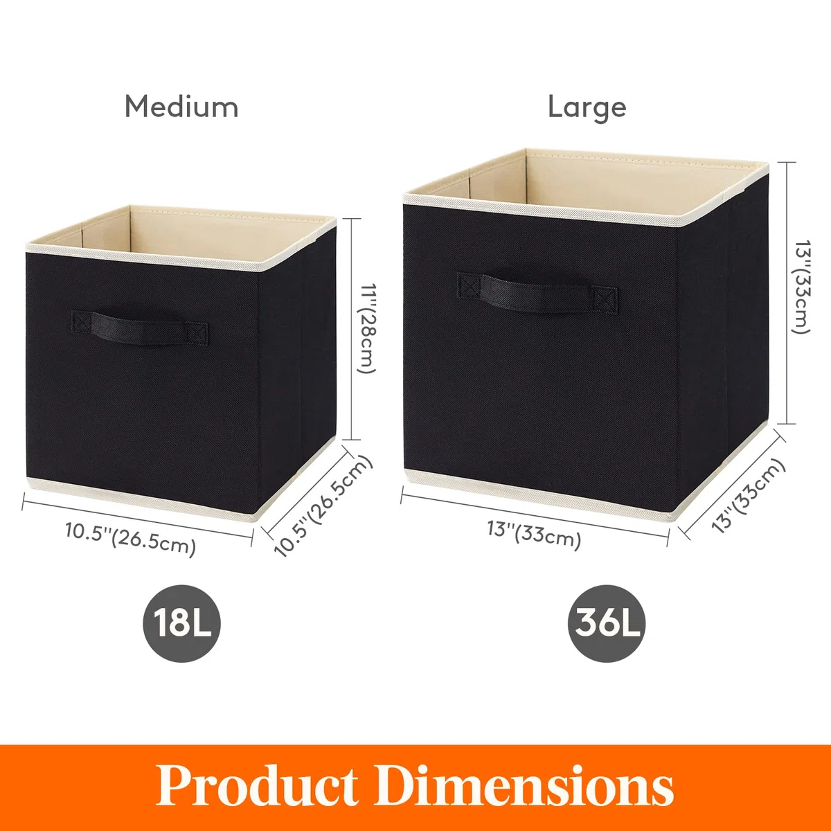 Lifewit – Juego de 6 bandejas de Almacenamiento de tamaño Mediano con Asas – Cestas de Almacenamiento Decorativas, Color Negro