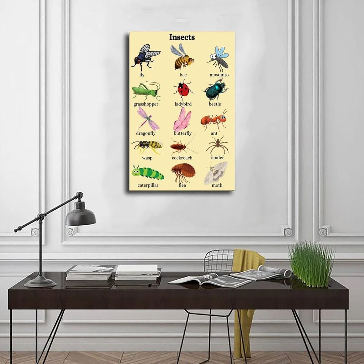 Póster de lienzo con conocimiento de la enciclopedia de insectos y animales, decoración de dormitorio, paisaje, oficina, habitación, regalo, 50 x 75 cm
