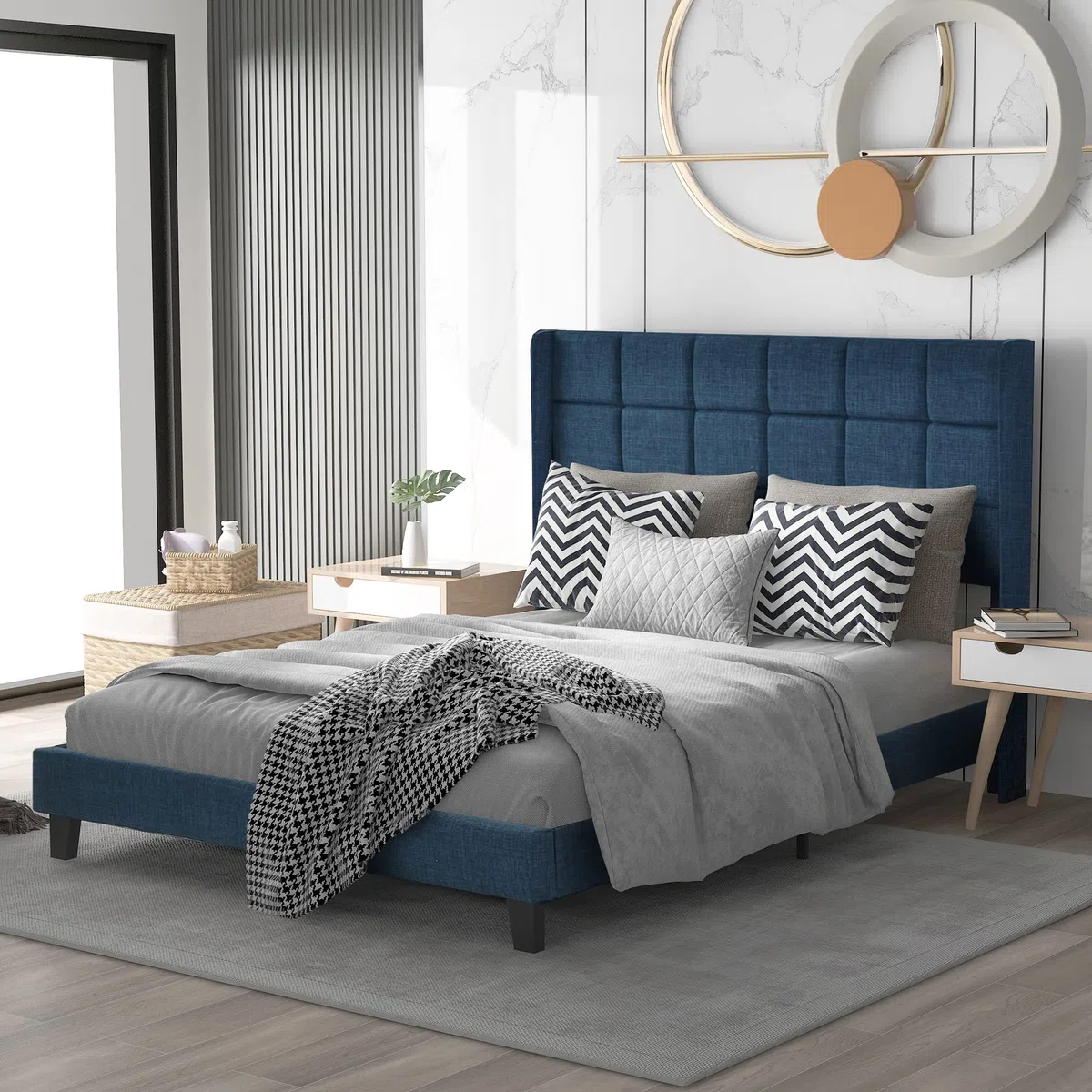 ModernLuxe Canapé tapizado individual con cabecero para dormitorio adulto y adolescente (gris claro, 140 x 200 cm)