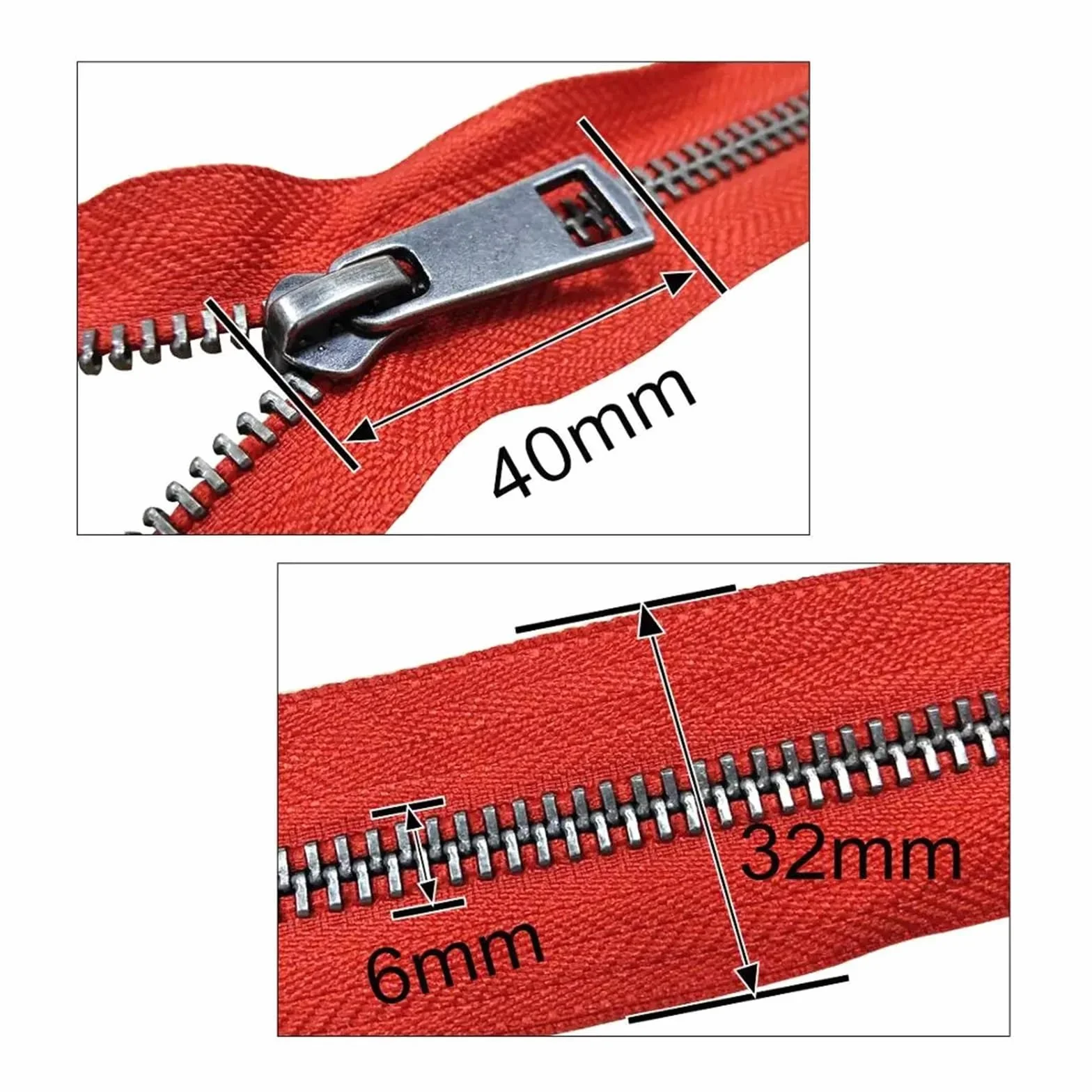 5/10 Uds. 30/40/50/60/70/80 cm 5# coloridos deslizadores dobles de extremo abierto cremallera Metal negro DIY tela bolsillo artesanal(Red,50cm,10 Pcs)