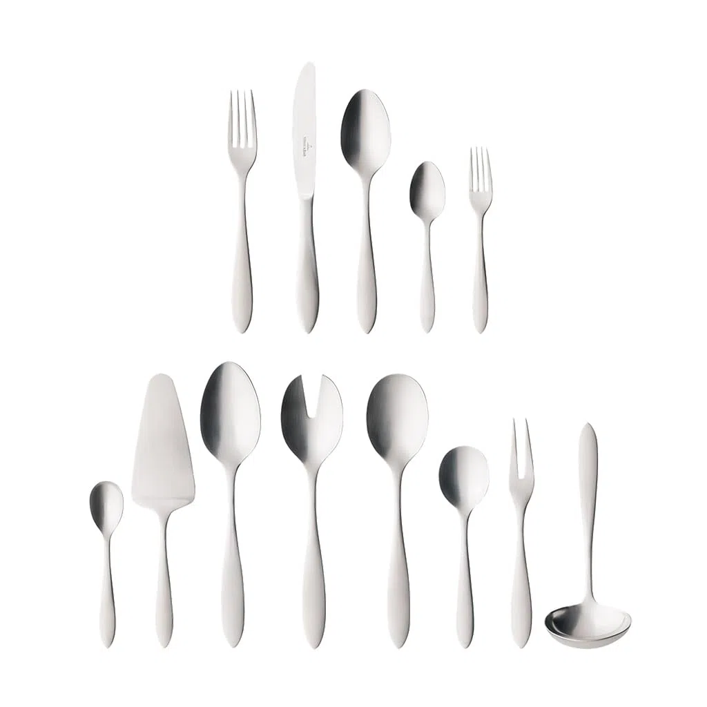Villeroy & Boch - Set de cubertería Arthur para 12 personas, 68 piezas | Set de cubertería para fiestas grandes, acero inoxidable 18/10, plateado, apto para lavavajillas, 44 x 29 x 9 cm