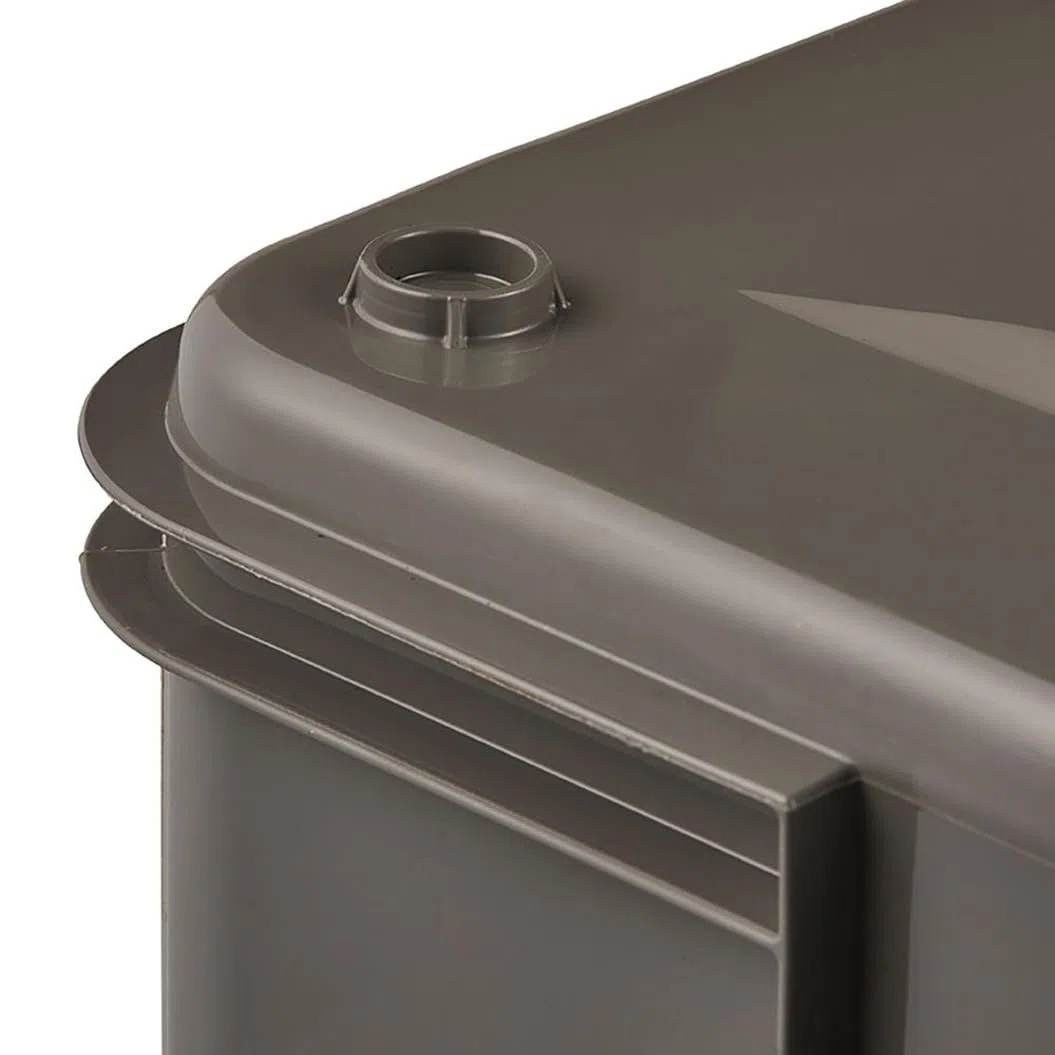 keeeper Contenedor de almacenamiento con asas, Euro-Box M, Plástico Procyclen, 16 l, Bruno Eco Line, Eco-Gris