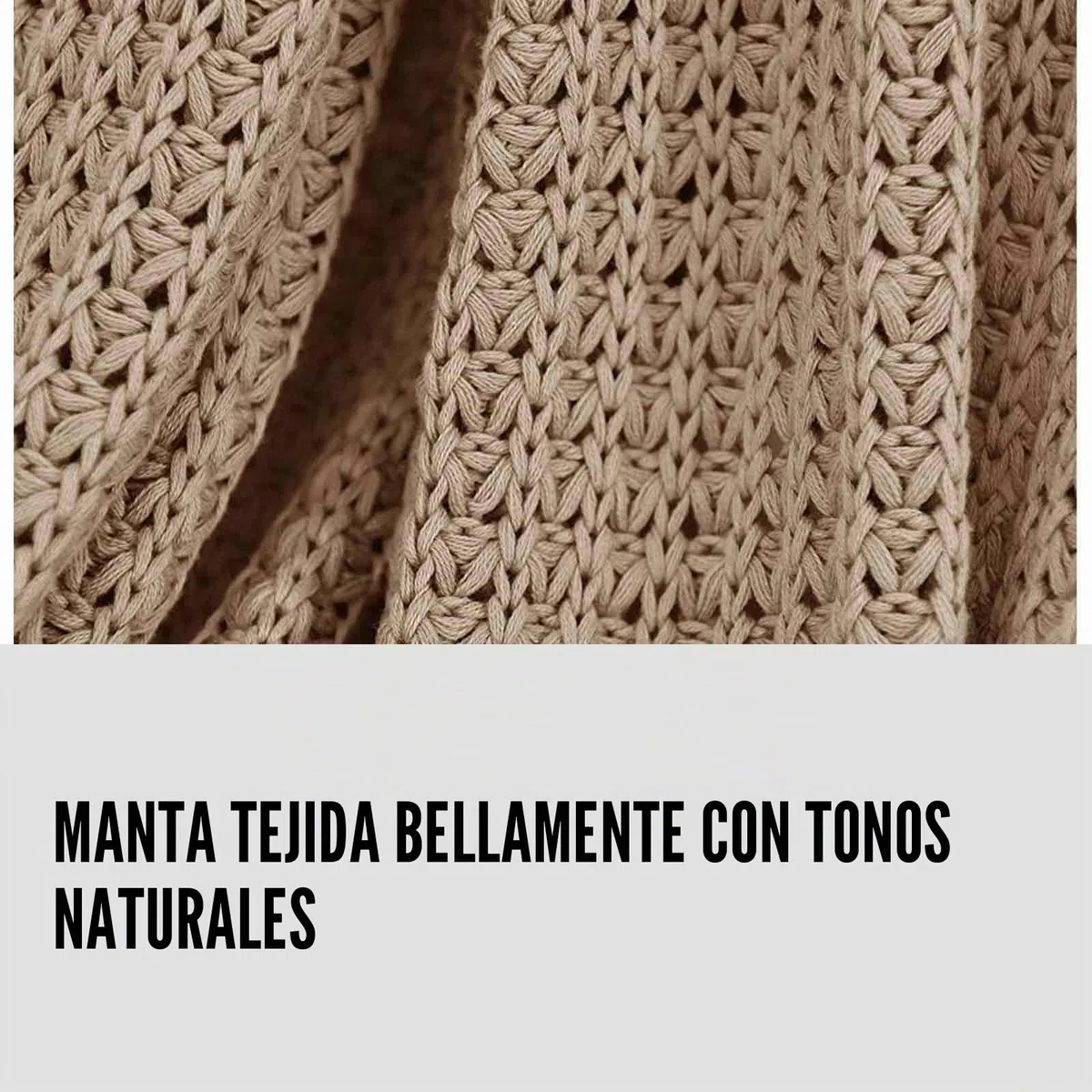 Manta Alen de Punto, 150x200 cm, Arena, 100% algodón, de Punto, Punto Grueso, Ökotex, Manta de Punto, Manta cómoda, Elegante y a la Moda