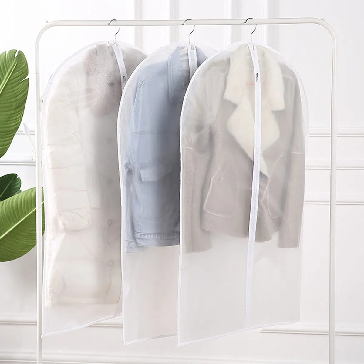 Fundas para Ropa Fundas para Ropa A Prueba De Polvo 10 Piezas, Bolsas para Ropa lúcidas Colgantes con Cremallera, Protector De Bolsas para Ropa Antiácaros De Fácil Cuidado,One Color-60x100cm