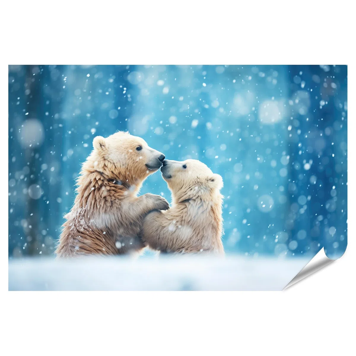 islandburner Prime Poster Dos Jóvenes Osos Polares En La Nieve Bajo Cielo Azul Día De Invierno - Póster 130 x 90 cm