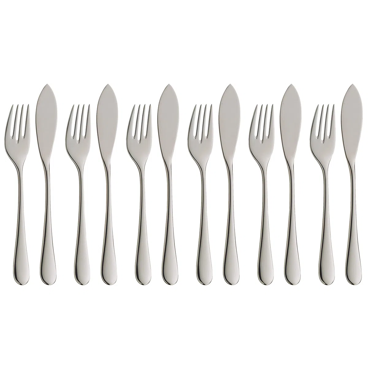WMF Merit Cromargan protect - cubiertos de pescado 12 piezas para 6 personas, acero inoxidable pulido, resistente a los arañazos, apto para lavavajillas