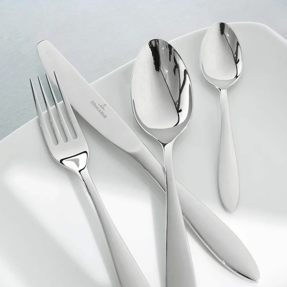 Villeroy & Boch - Arthur Set de Cubiertos 24 Piezas Plata, Apto para Lavavajillas, Cubertería Acero Inoxidable, Cuberterías Completas 6 Personas Platino, Set Cubiertos, Acero Inoxidable