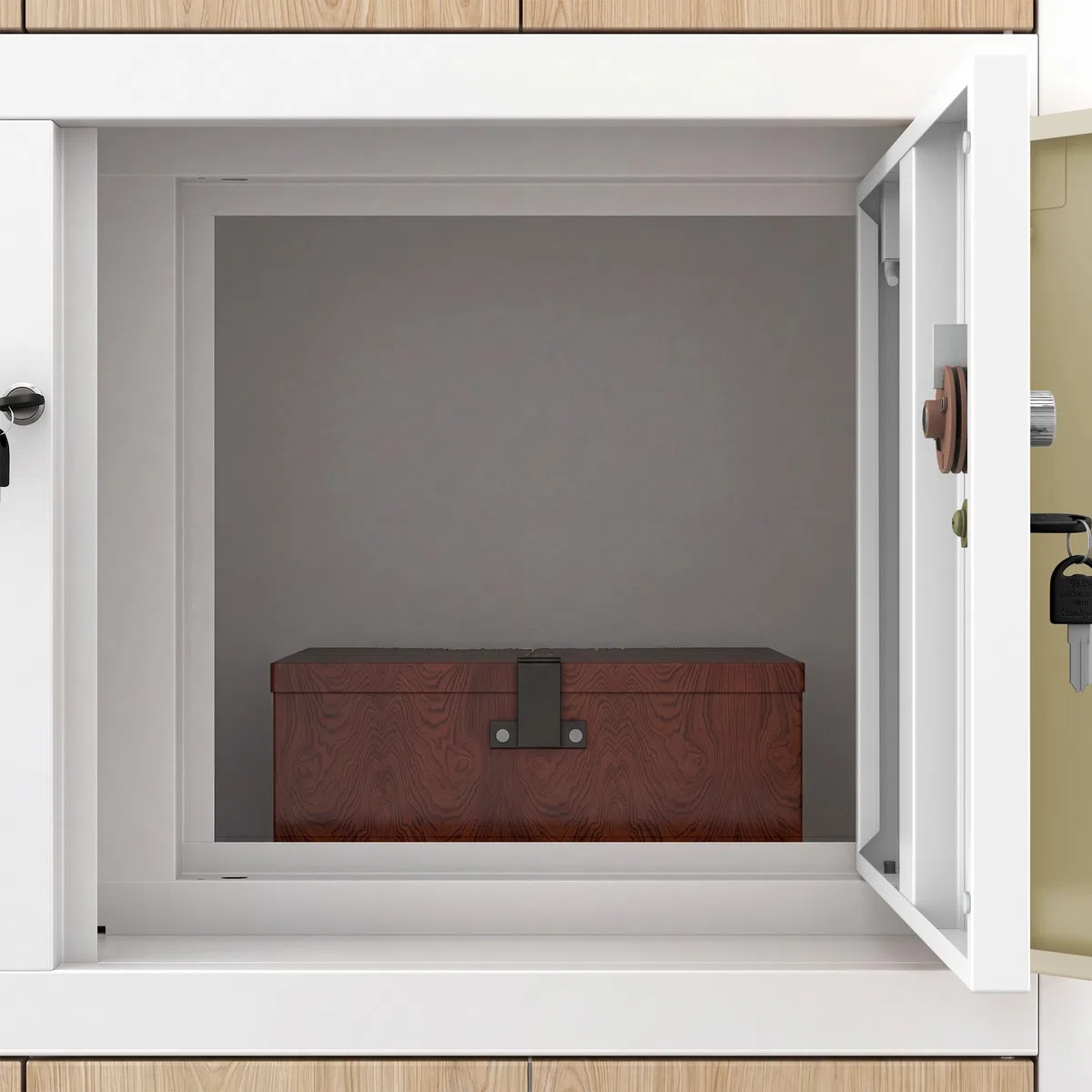 Jan Nowak Armario metálico de Oficina con Caja Fuerte, Armario archivador con 3 cajones, estantes, Cerradura, Acero, para Documentos, Carpetas, Archivo, Taller, 185 x 90 x 40 cm