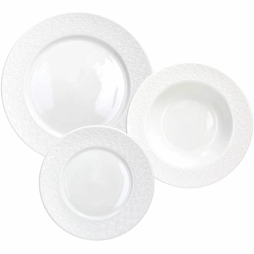 Tognana - Juego de vajillas - Línea Margaret - Juego de 18 piezas - Porcelana - Color blanco