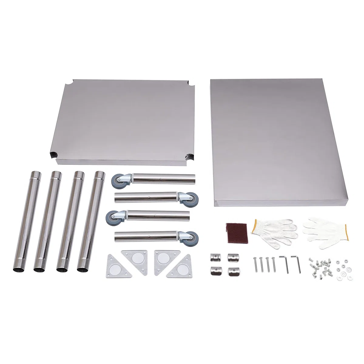 OUKANING Carro de servir de acero inoxidable de 2 niveles, mesa de trabajo de cocina de acero inoxidable con ruedas, mesa de acero inoxidable, gastronomía doméstica/comercial, capacidad de carga 300