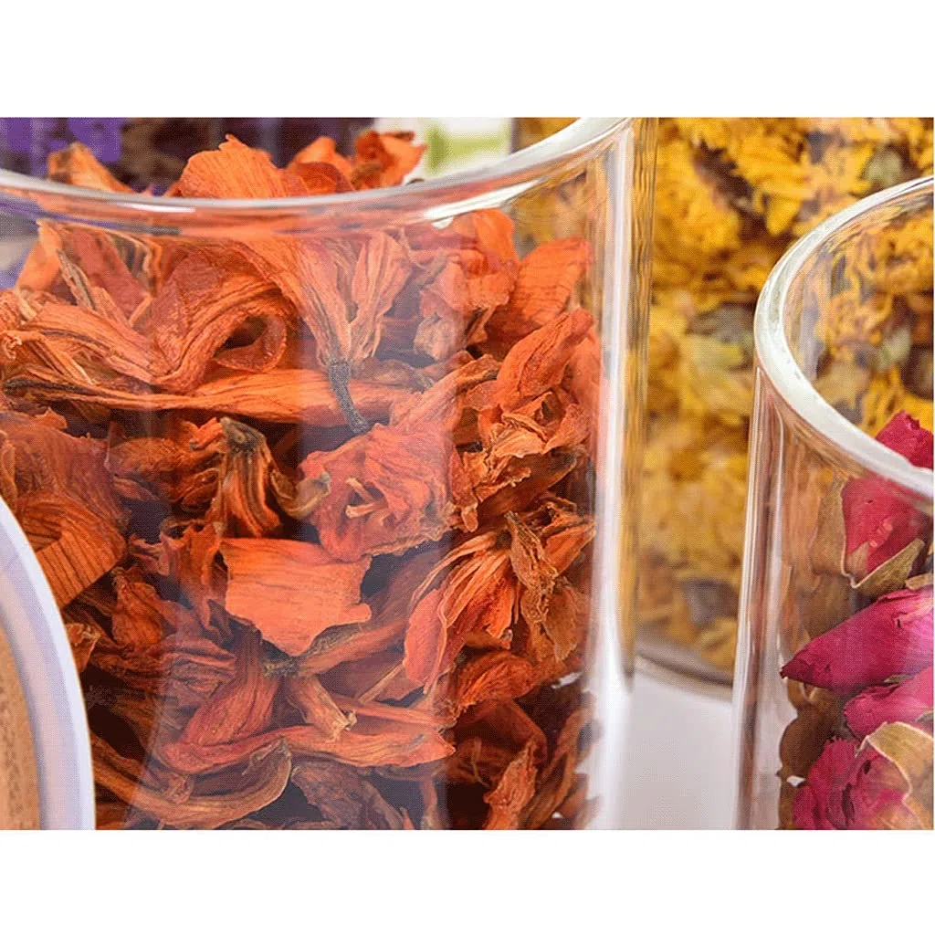 Tarros de té, 4 tarros herméticos de vidrio redondos transparentes con tapa, juego de recipientes apilables para cocina, baño, tarros apilables