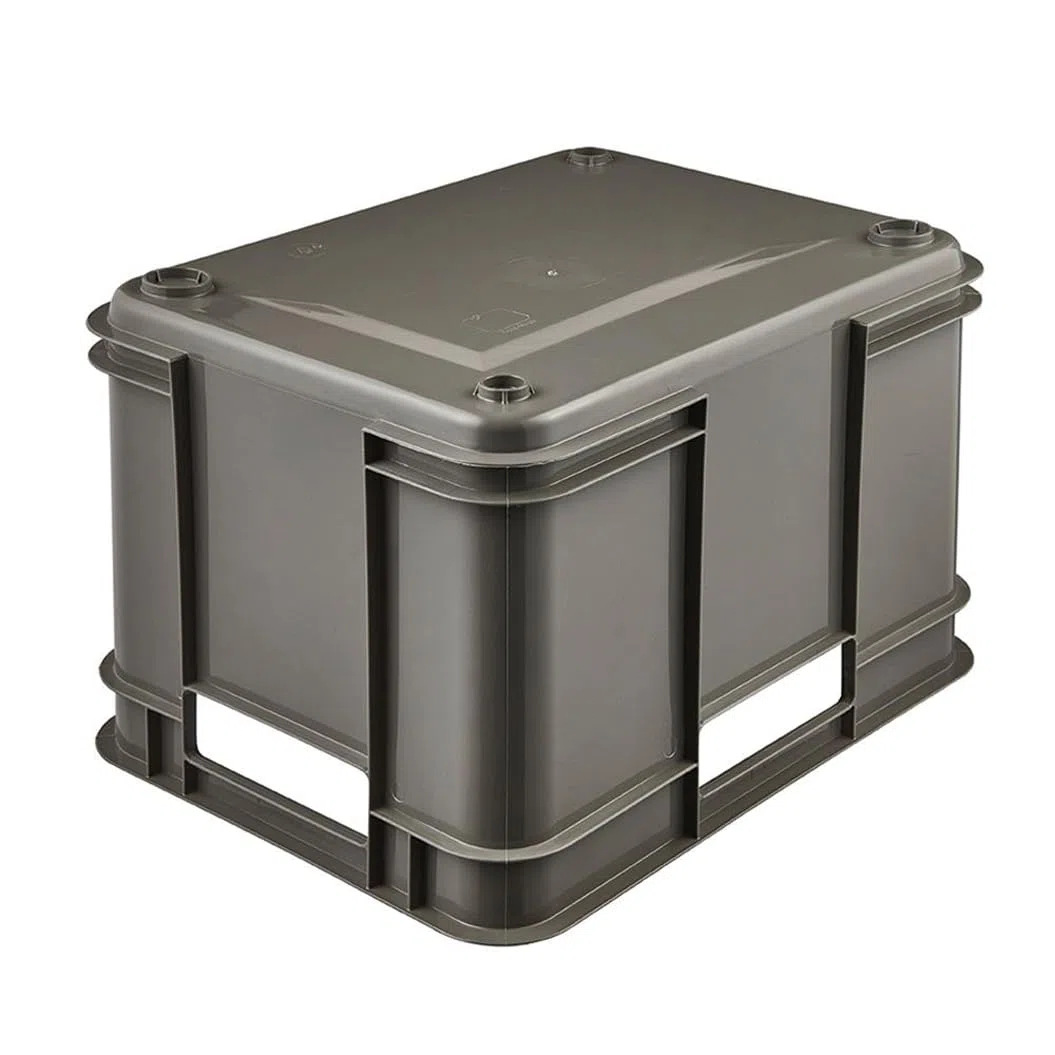 keeeper Contenedor de almacenamiento con asas, Euro-Box M, Plástico Procyclen, 16 l, Bruno Eco Line, Eco-Gris