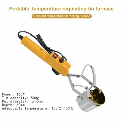 Horno eléctrico de fusión de plomo con crisol y control de temperatura para pesos de pesca y joyas de metal