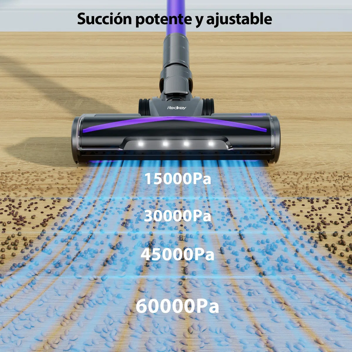 Redkey X18 Aspiradora sin Cable 60KPa/650W/80Mins, 8 en 1 Aspiradora Inalámbrico de Pantalla Tactl LED Modo Automatico Inteligente Autocargable, Autoportante para Suelos/Alfombras/Pelo de Animales