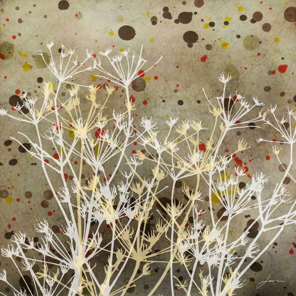 Lienzo con caja americana Weeds I Burghardt James - Cuadrado abstracto impresión botánica abstracta malas hierbas tallos hoja hoja marco flotante 26_X_26_in