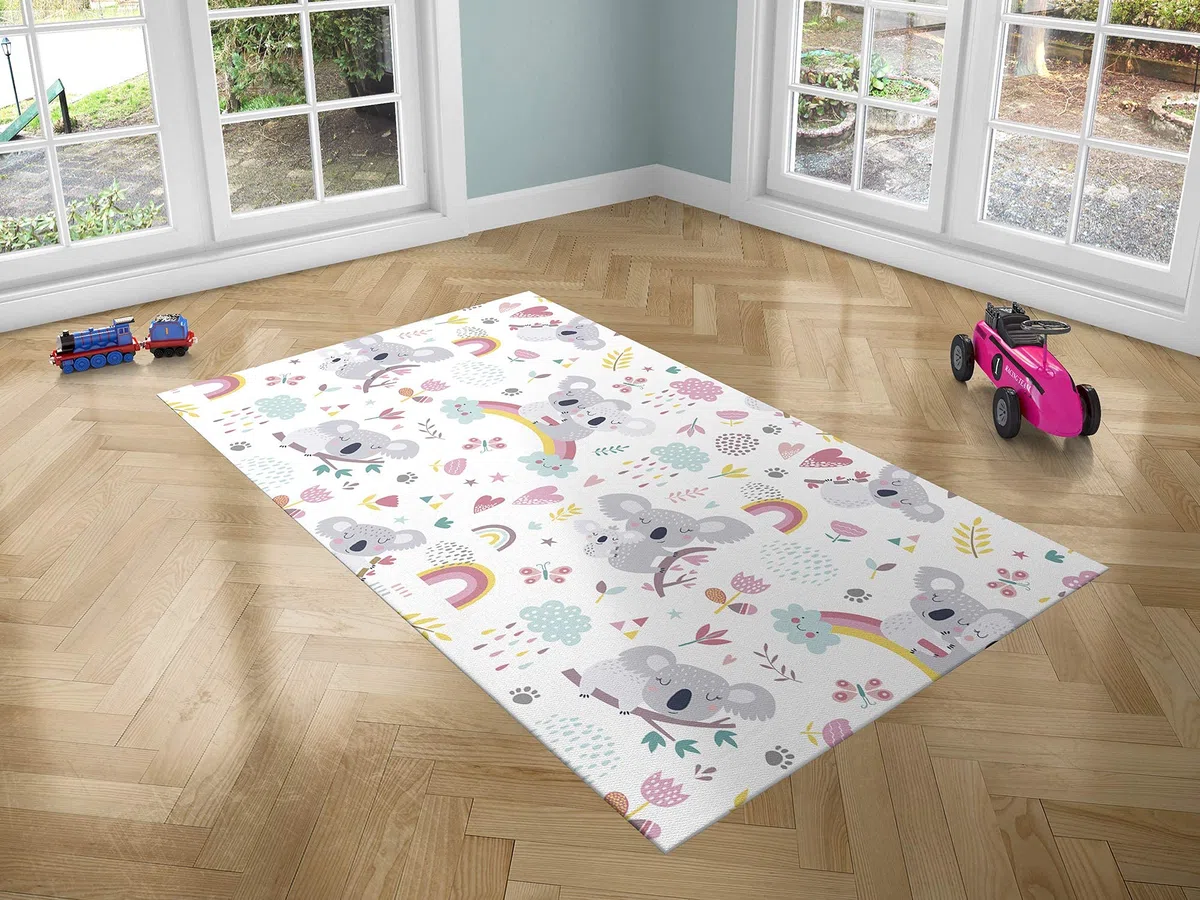 Oedim Alfombra Infantil Koala para Habitaciones PVC | 95 x 120 cm | Moqueta PVC | Suelo vinílico | Decoración del Hogar | Suelo Sintasol | Suelo de Protección |