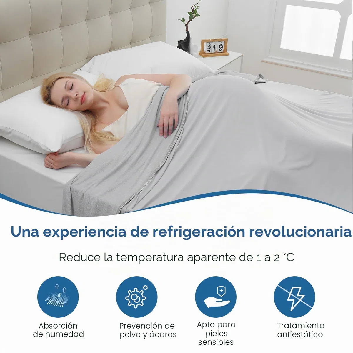 Marchpower Manta Verano Fresco-Gris, 200×220cm | ARC-Chill 3.0, con Fibra de Enfriamiento Japonesa Q-MAX>0.5,Transpirable Suave,Anti Estático,9 Caras,Alivia Sudor