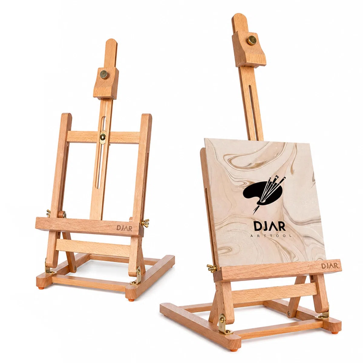 25" Mini H-Frame Caballete de Arte, Ajustable de madera de haya caballete de sobremesa de madera para la pintura, la pintura portátil de visualización de dibujo de pie para adultos, natural